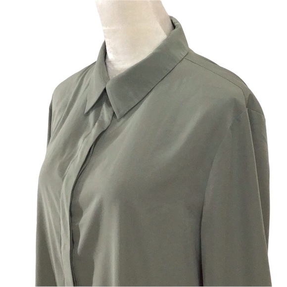 Chico’s Olive Green Buttoned Long Sleeve Blouse Chico’s Size 2- Large - Picture 4 of 5